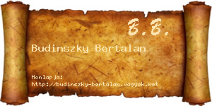 Budinszky Bertalan névjegykártya